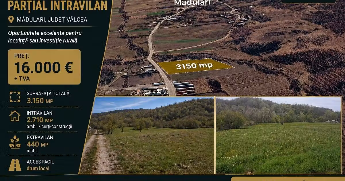 Teren Construcții intravilan de vânzare de 3150 mp, în Mădulari