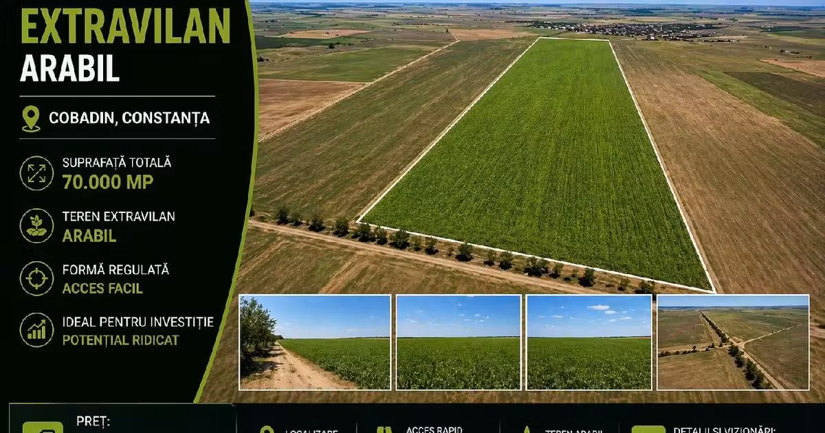Teren agricol extravilan de vânzare de 70000 mp, în Cobadin