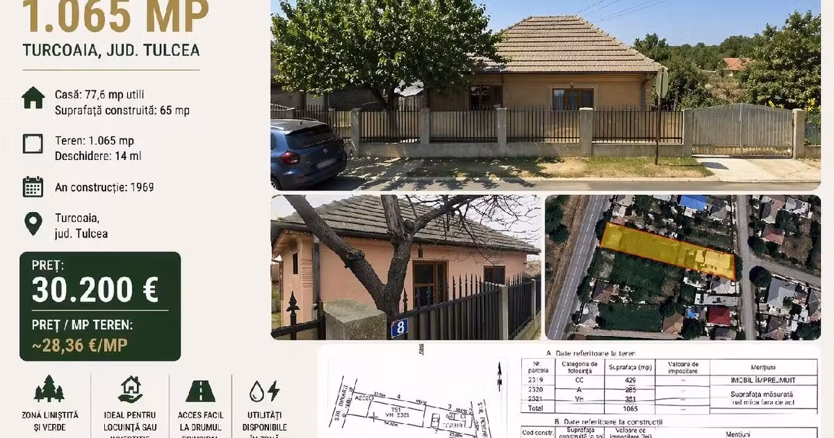 Casă individuală de vânzare cu 4 camere în Turcoaia