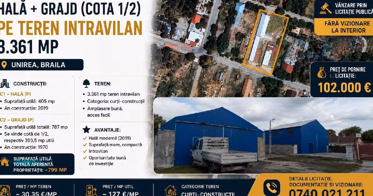 Spațiu industrial de vânzare de 800 mp, în Unirea