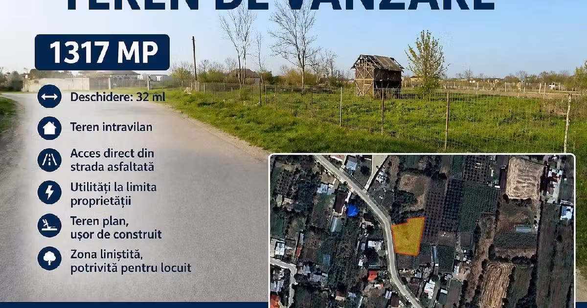 Teren Construcții intravilan de vânzare de 1317 mp, în Vișina