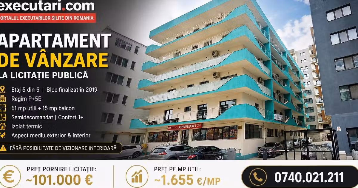 Apartament de vânzare cu 2 camere în Năvodari
