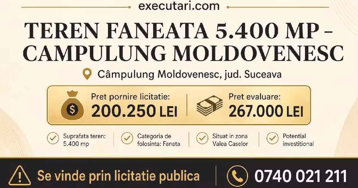 Teren de vânzare de 5400 mp, în Câmpulung Moldovenesc