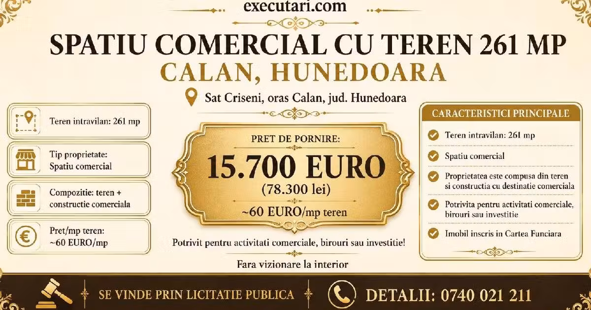 Spațiu comercial de vânzare în Călan
