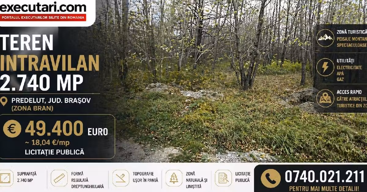 Teren de vânzare de 2740 mp, în Bran