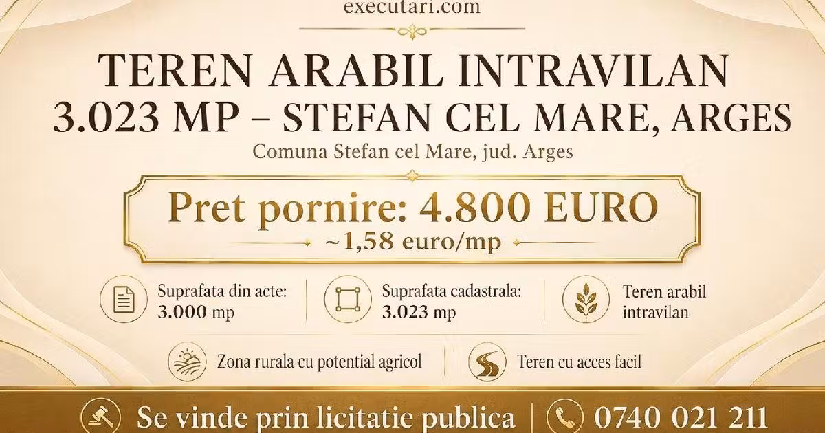 Teren agricol intravilan de vânzare în Ștefan cel Mare