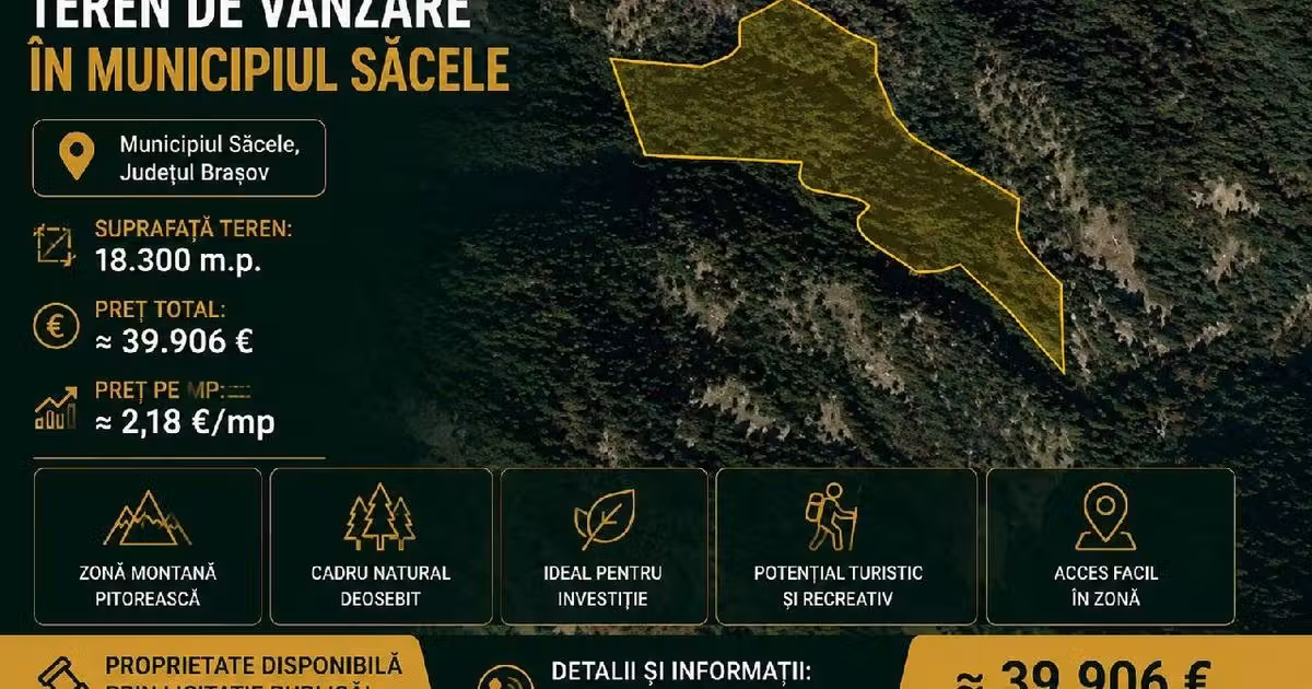 Teren de vânzare de 18300 mp, în Săcele