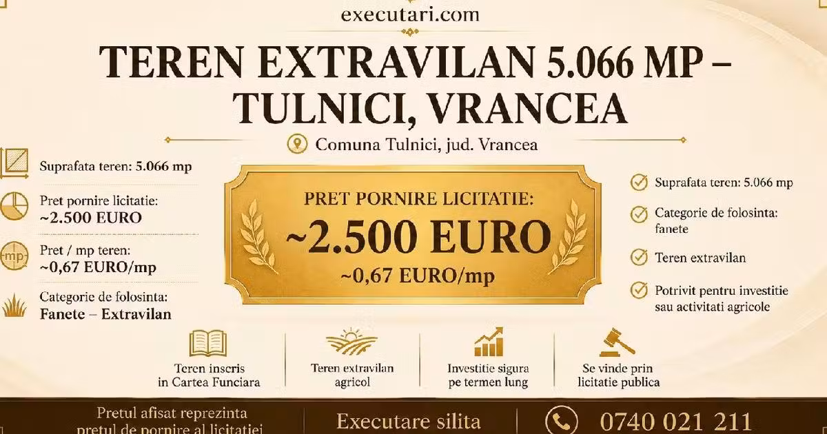 Teren extravilan de vânzare de 5066 mp, în Tulnici