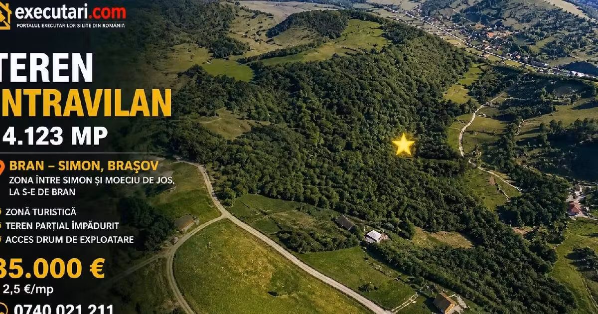 Teren intravilan de vânzare de 13434 mp, în Bran