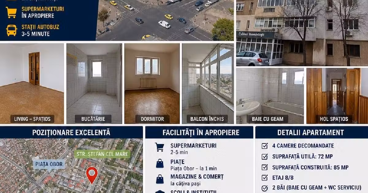 Apartament de vânzare cu 4 camere în zona Central, Focșani
