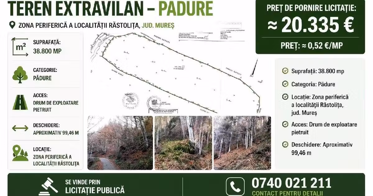 Teren extravilan de vânzare de 38800 mp, în Răstolița