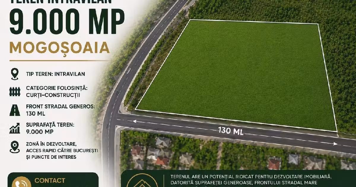 Teren Construcții intravilan de vânzare de 9000 mp, în Mogoșoaia