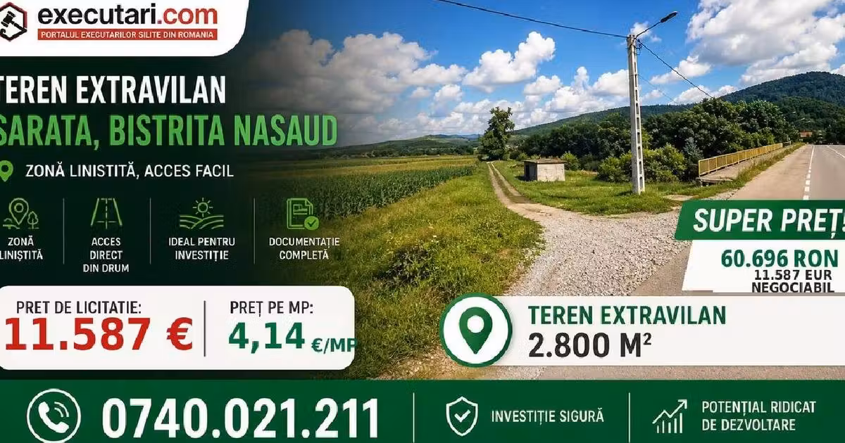 Teren extravilan de vânzare de 2800 mp, în Sărata