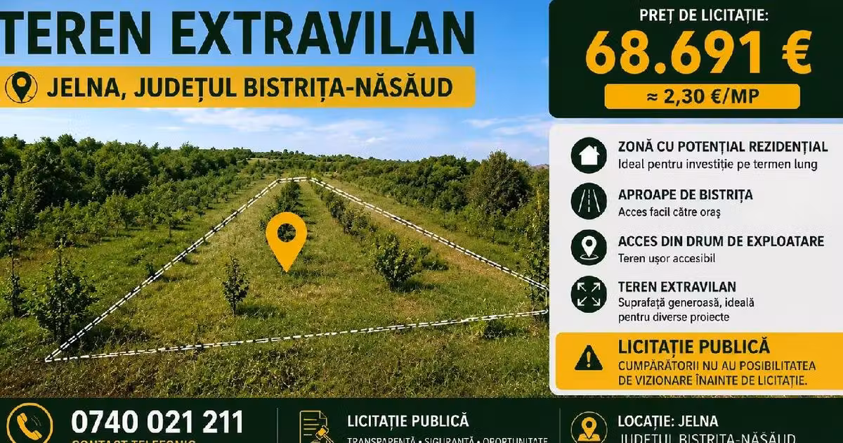 Teren extravilan de vânzare de 7417 mp, în Budacu de Jos