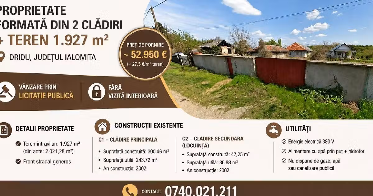 Casă individuală de vânzare cu 9 camere în Dridu