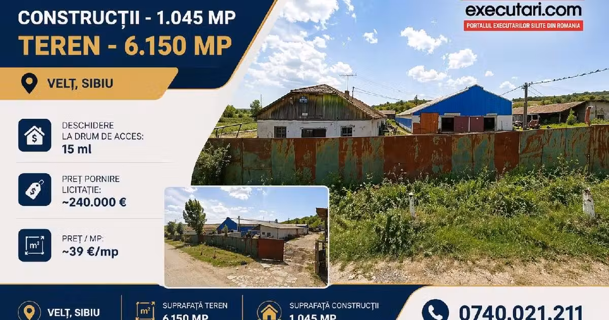 Spațiu industrial de vânzare 1045 mp în Bazna