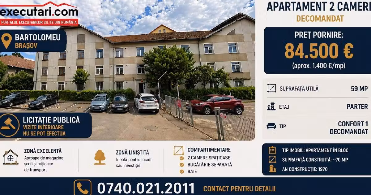 Apartament de vânzare cu 2 camere în zona Central, Brașov