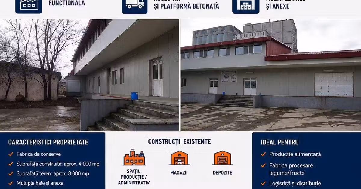 Spațiu industrial de vânzare 4000 mp în Tecuci