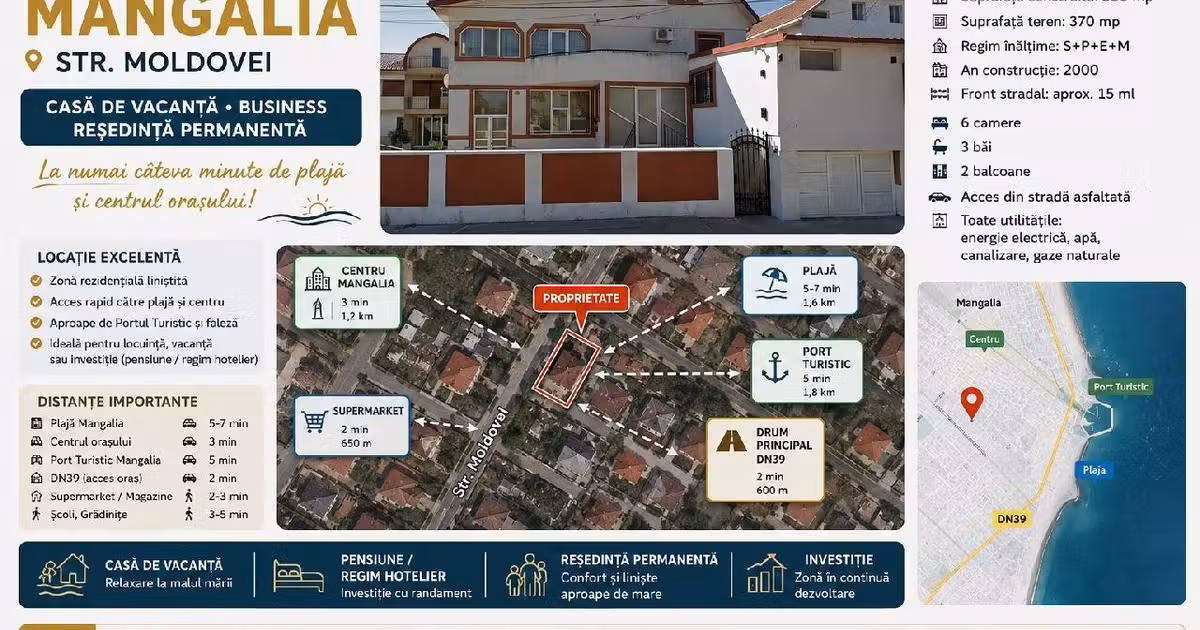 Casă individuală de vânzare cu 6 camere în Mangalia