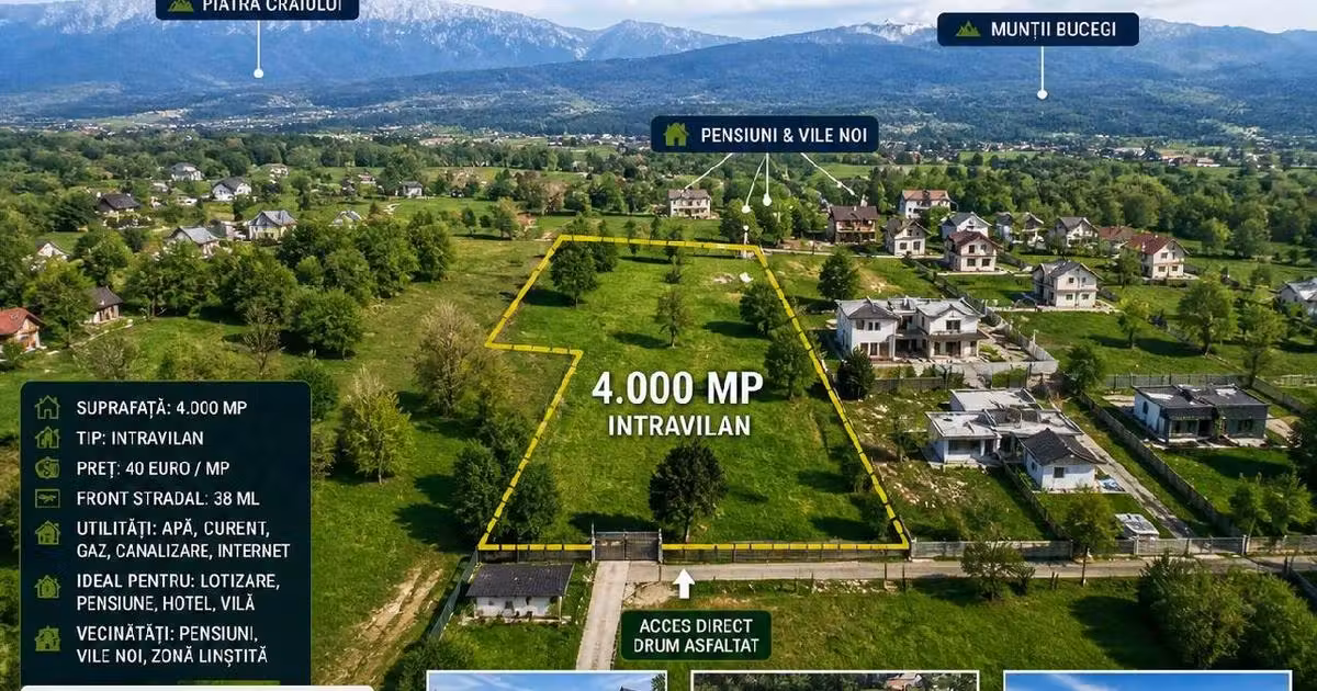 Teren Construcții intravilan de vânzare de 4000 mp, în Bran