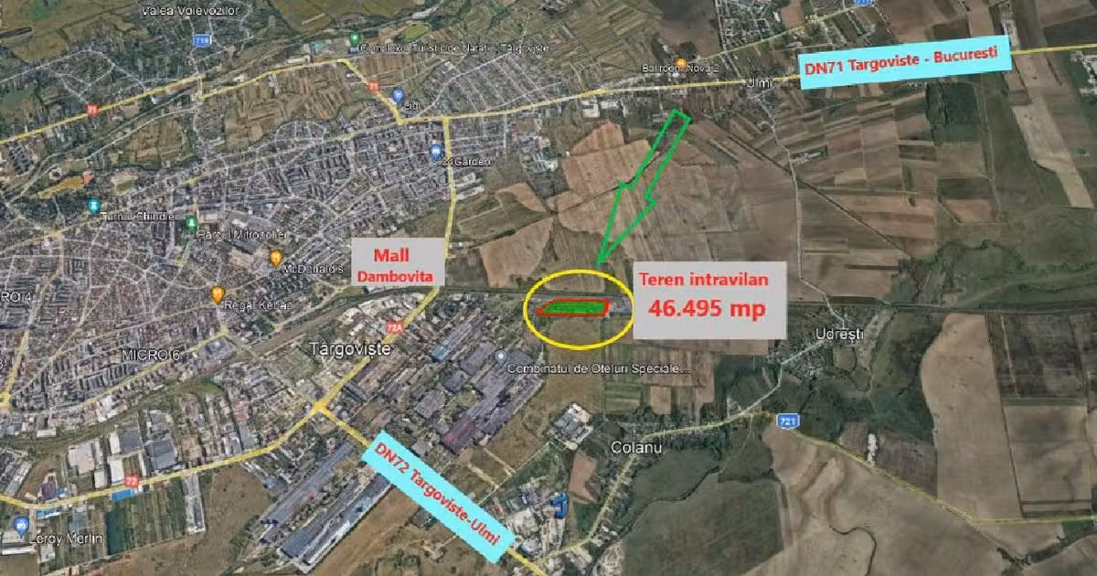Teren Construcții intravilan de vânzare de 46495 mp, în zona Central, Târgoviște