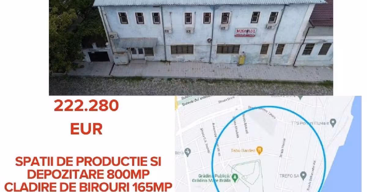 Spațiu industrial de vânzare 800 mp în zona Central, Brăila
