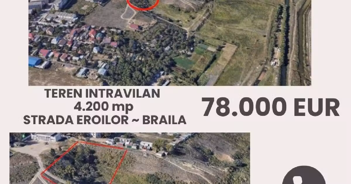 Teren Construcții intravilan de vânzare de 4171 mp, în zona Vidin-Progresul, Brăila