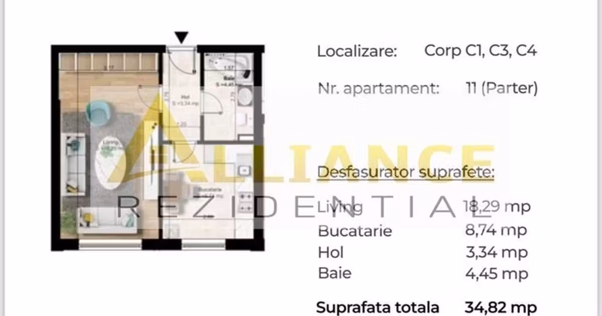 Garsonieră de vânzare în Popești-Leordeni