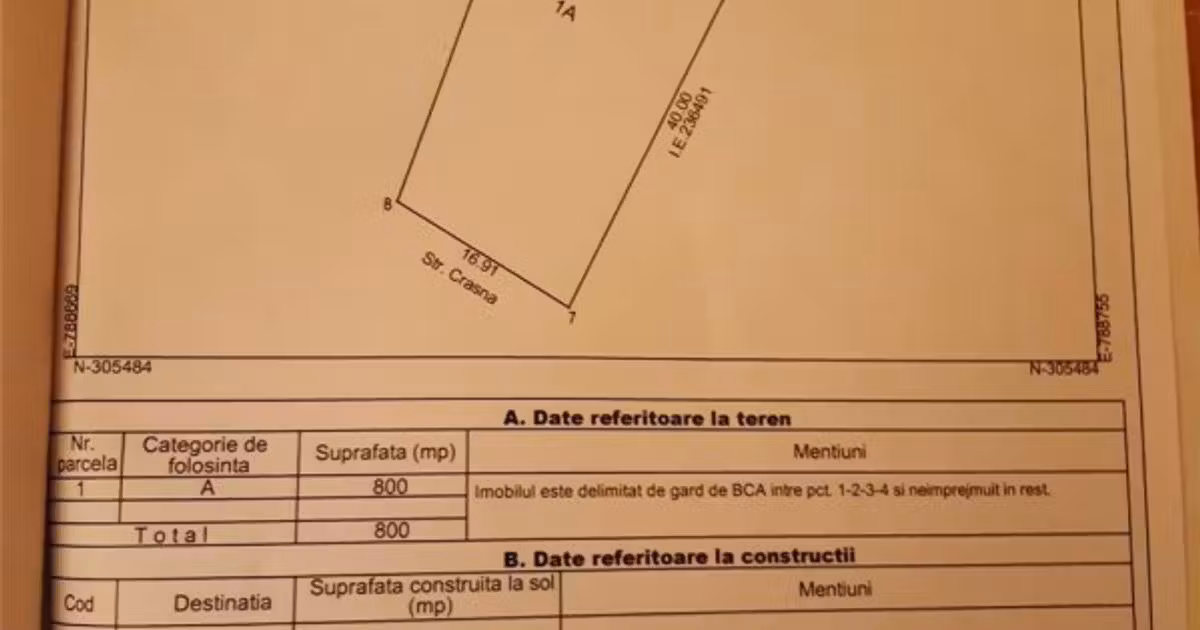 Teren Construcții intravilan de vânzare de 800 mp, în zona Kamsas, Constanța
