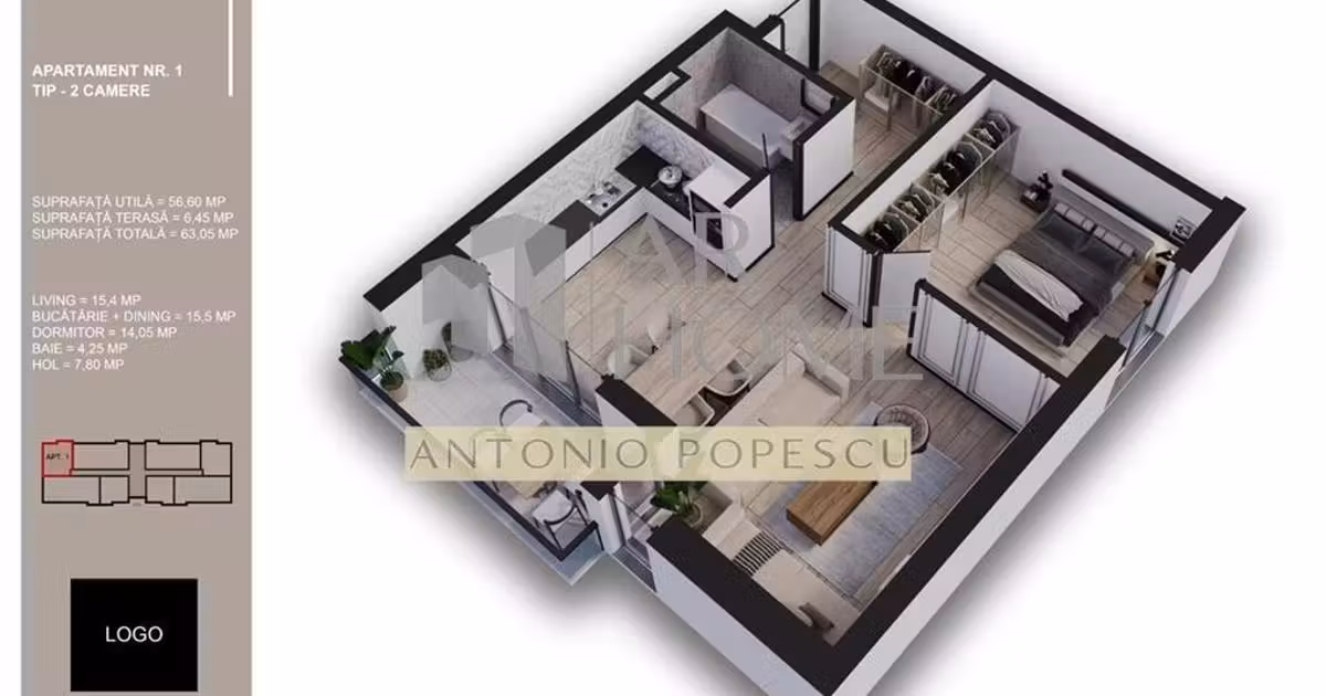 Apartament de vânzare cu 2 camere în zona Albert, Ploiești
