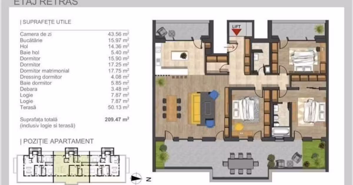 Apartament de vânzare cu 4 camere în zona Bună Ziua, Cluj-Napoca