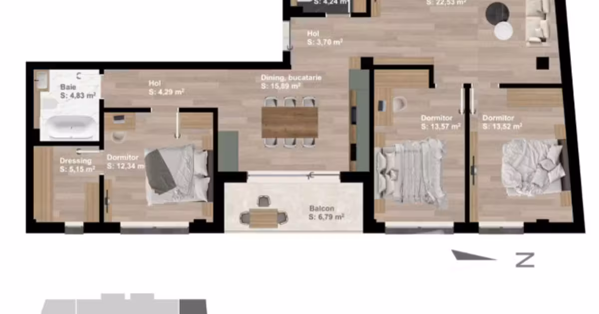 Apartament de vânzare cu 4 camere în zona Someșeni, Cluj-Napoca