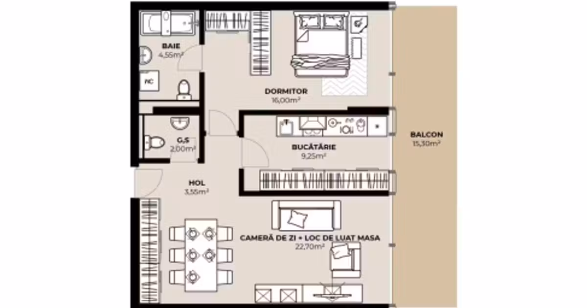 Apartament de vânzare cu 2 camere în zona Dâmbul Rotund, Cluj-Napoca