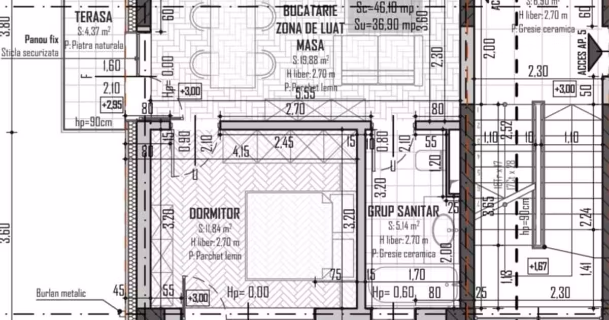 Apartament de vânzare cu 2 camere în Baciu