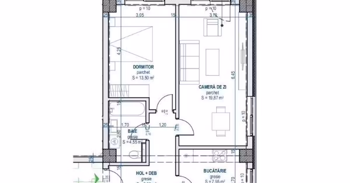 Apartament de vânzare cu 2 camere în zona Moara de Vânt, Iași