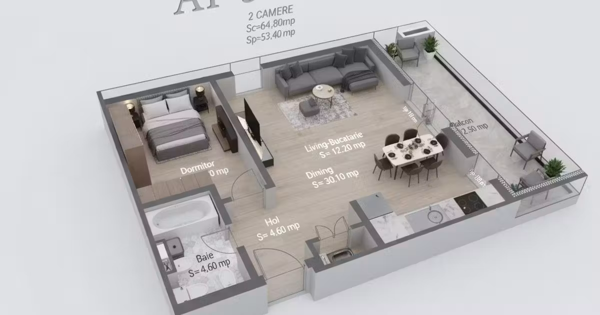 Apartament de vânzare cu 2 camere în zona Exterior Nord, Ploiești