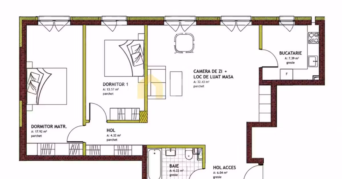 Apartament de vânzare cu 3 camere în Florești