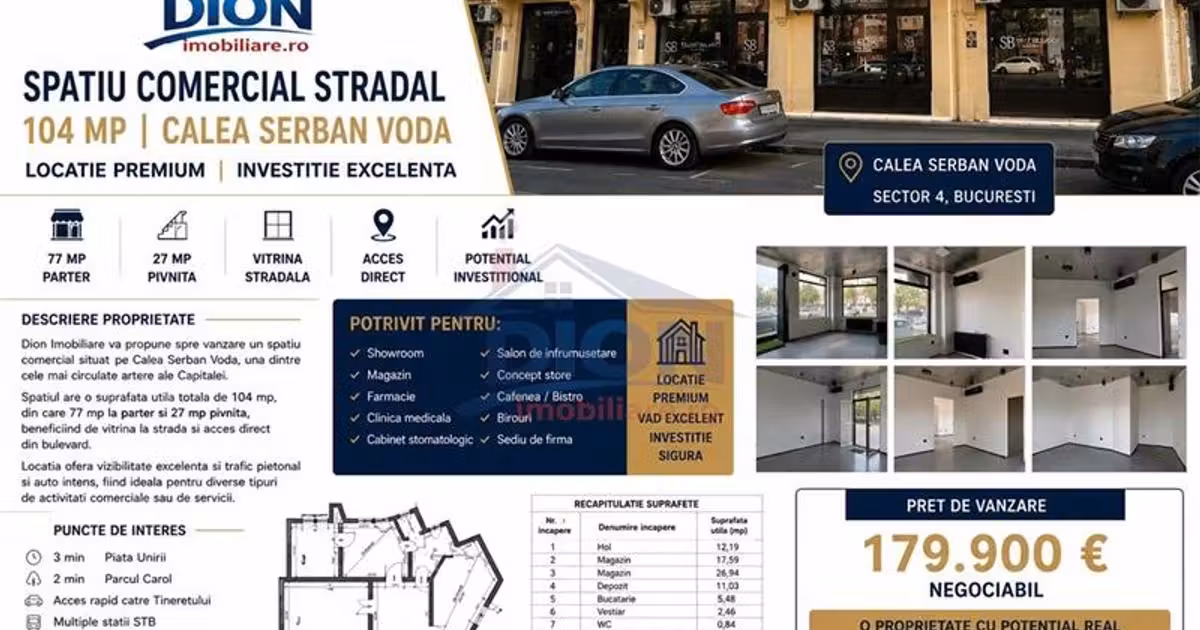 Spațiu comercial de vânzare de 77 mp, în zona Central, Ultracentral