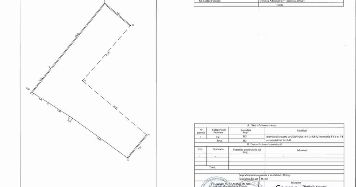 Teren Construcții intravilan de vânzare de 363 mp, în zona Central, Brăila