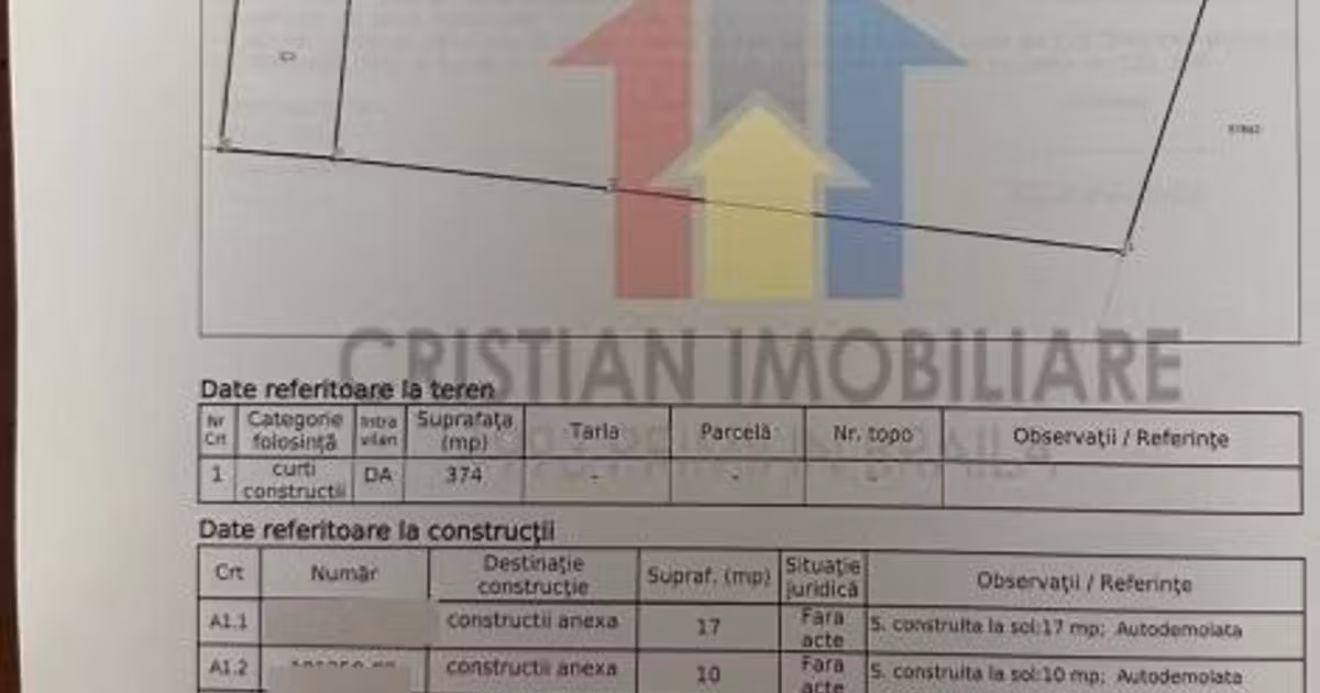 Teren Construcții intravilan de vânzare de 374 mp, în zona Central, Brăila