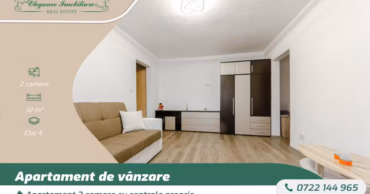 Apartament de vânzare cu 2 camere, mobilat în zona Miorița, Arad
