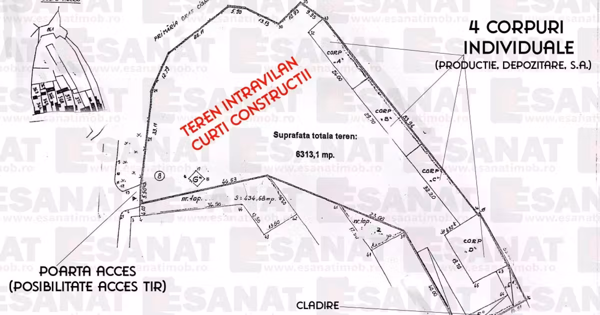 Teren Construcții intravilan de vânzare de 6313 mp, în Cisnădie