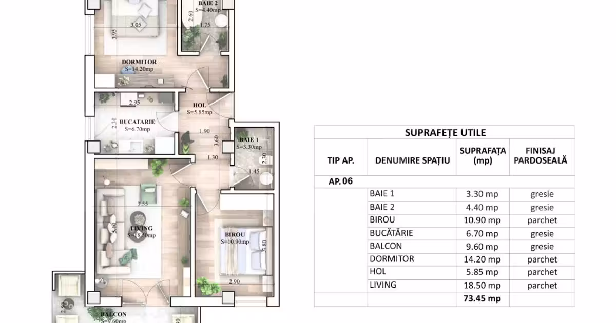 Apartament de vânzare cu 3 camere în zona Galata, Iași
