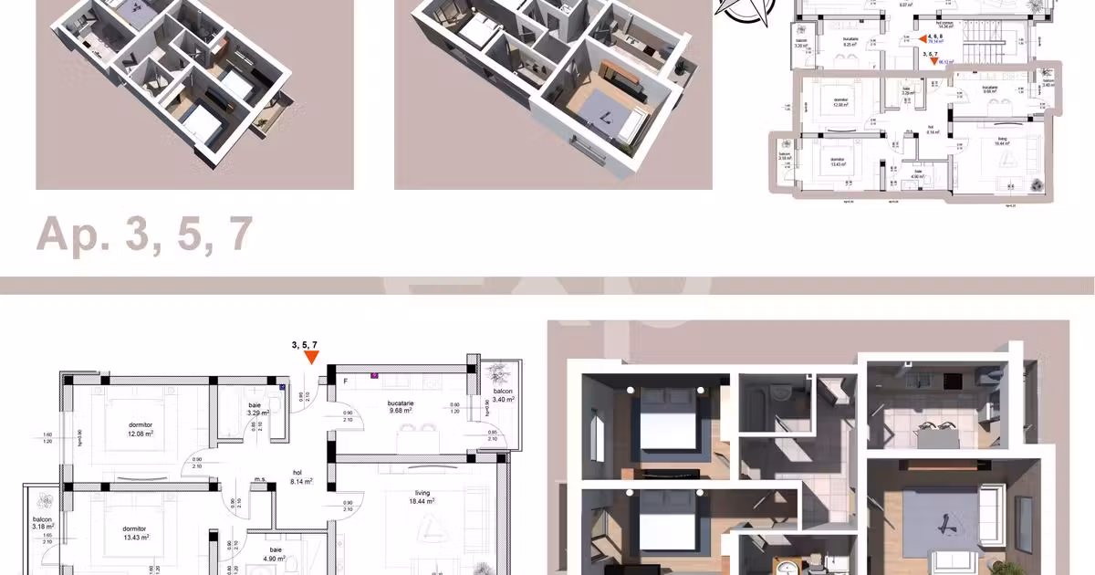 Apartament de vânzare cu 3 camere în zona Trivale, Pitești