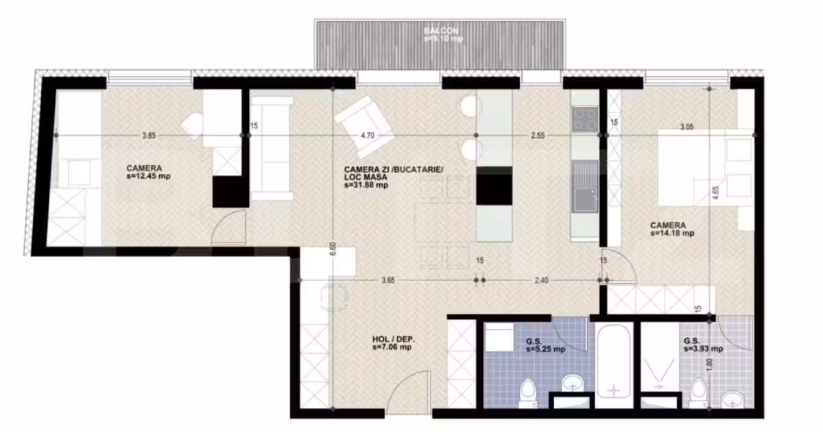 Apartament de vânzare cu 3 camere în zona Mărăști, Cluj-Napoca