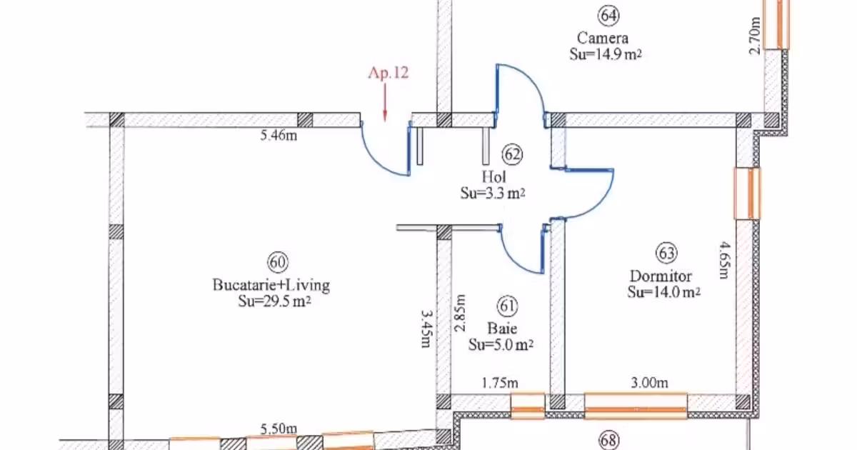 Apartament de vânzare cu 3 camere, mobilat în Giroc