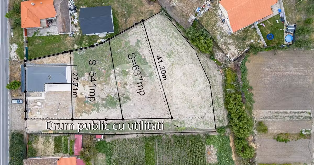 Teren Construcții intravilan de vânzare de 541 mp, în Utvin