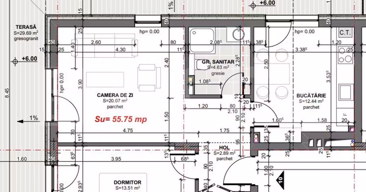 Apartament de vânzare cu 2 camere în Apahida