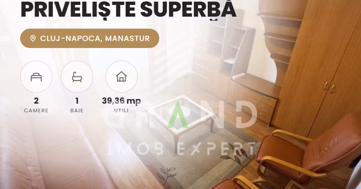Apartament de vânzare cu 2 camere, mobilat în zona Mănăștur, Cluj-Napoca
