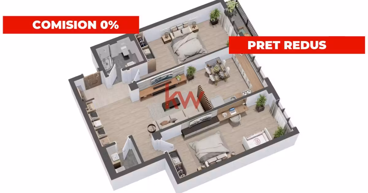 Apartament de vânzare cu 3 camere în Valea Lupului